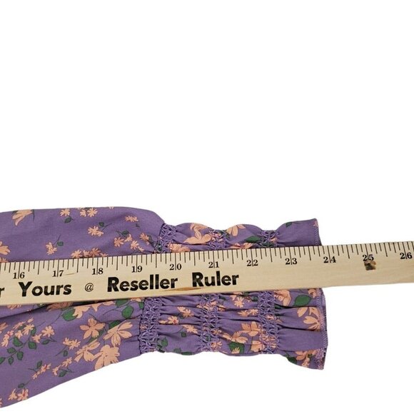 Wayf Mini‎ Dress Small Delancy Smocked Waist Lavender Floral Print Boho NWT - Picture 11 of 12